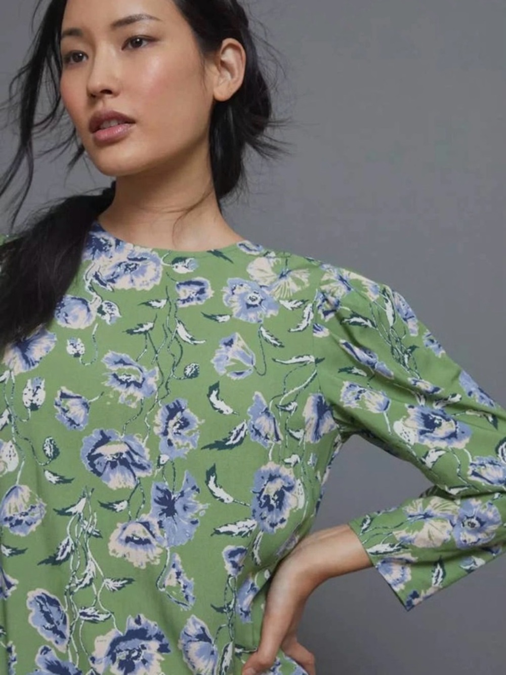 Anthropologie Porridge Lausanne Floral Green Midi Dress Size Medium - Picture 5 of 11